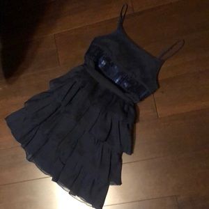 Girls ruffle navy dress